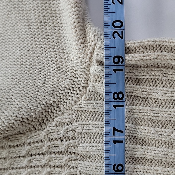 J. Jill Cardigan Sweater Open Front Long Sleeve Wool Knit Cable Longline Cream M - Picture 13 of 15